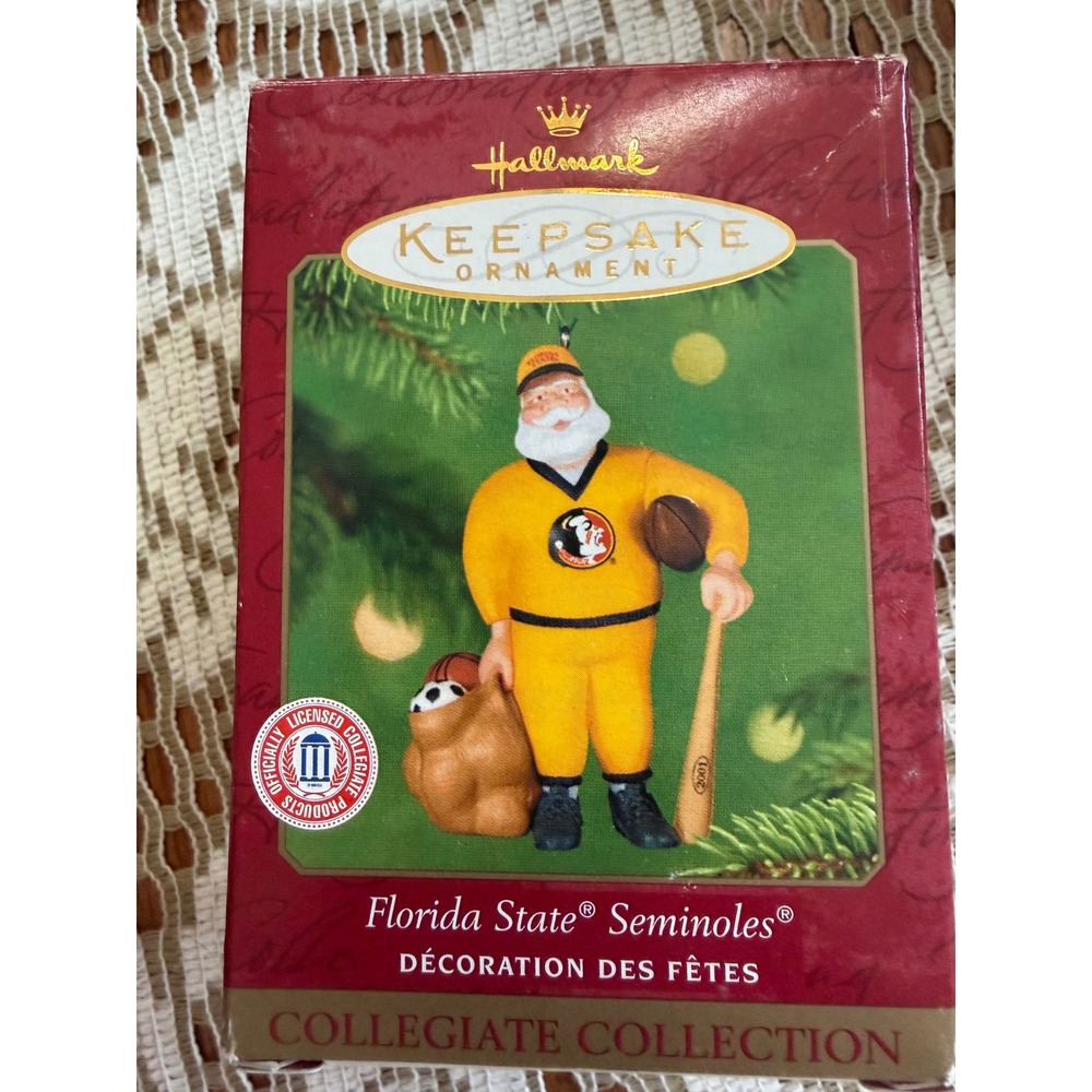 Hallmark Keepsake 2001 Florida State Seminoles Santa Collegiate Ornament FSU